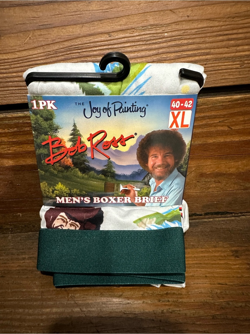 Bob Ross Men’s Boxer Briefs - Green Floral Print (XL)